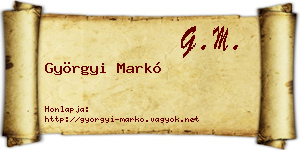 Györgyi Markó névjegykártya